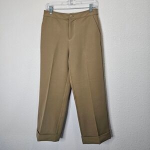 Marc New York Pants Womens Brown Cropped Cuffed Trouser Size 4 Quiet Luxury